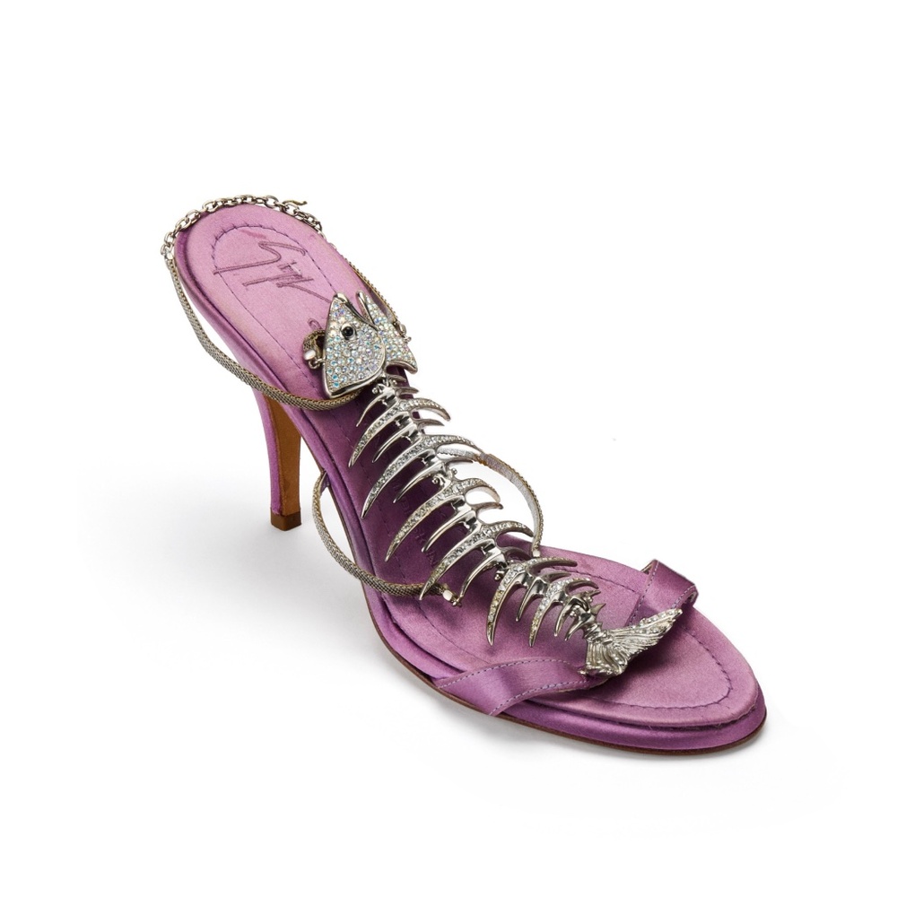 Giuseppe Zanotti S/S 2004 Purple Satin Fishbone Heels